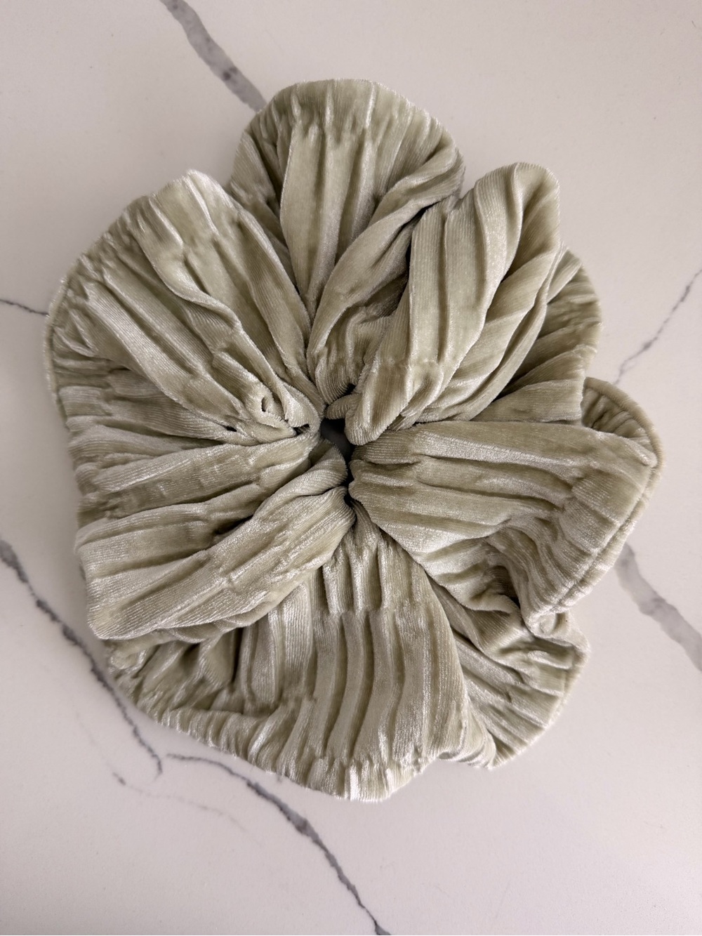 NEW Plush Velvet Oversized Hair Scrunchie in Sage Green